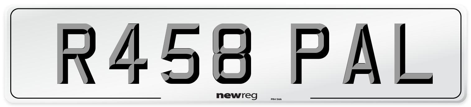 R458 PAL Number Plate from New Reg